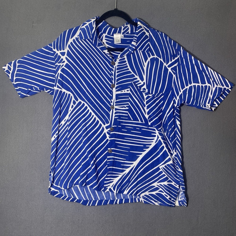 Kamea Designs Shirt Womens Small Aloha Blue White Button Down EUC